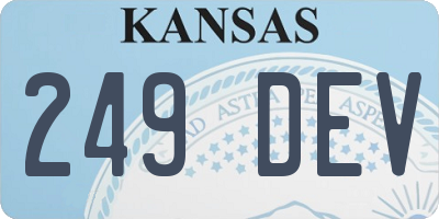 KS license plate 249DEV