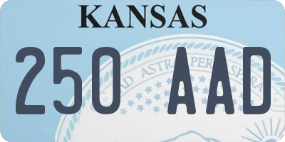 KS license plate 250AAD