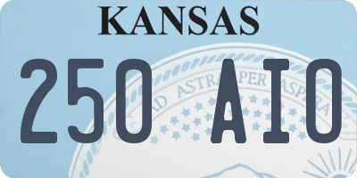KS license plate 250AIO