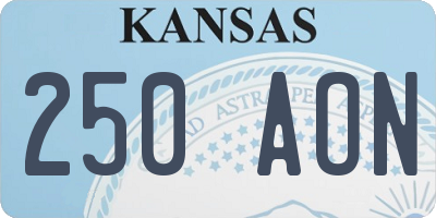 KS license plate 250AON