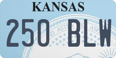 KS license plate 250BLW
