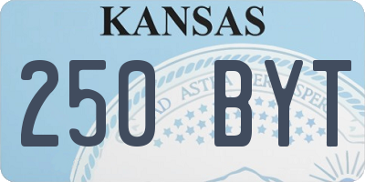 KS license plate 250BYT