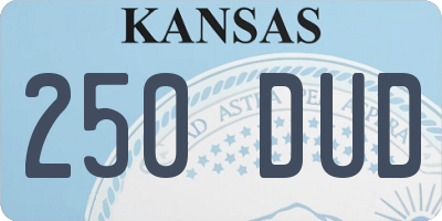KS license plate 250DUD