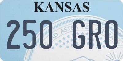 KS license plate 250GRO