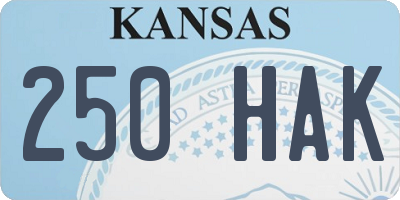 KS license plate 250HAK