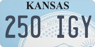 KS license plate 250IGY