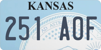 KS license plate 251AOF