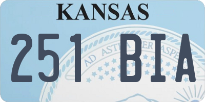 KS license plate 251BIA