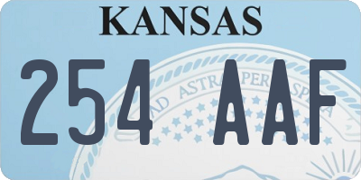 KS license plate 254AAF