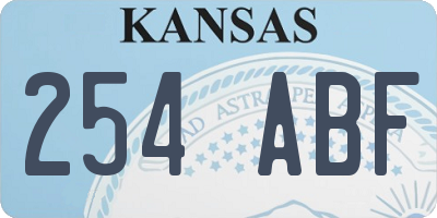 KS license plate 254ABF