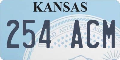 KS license plate 254ACM
