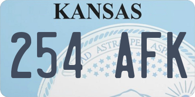 KS license plate 254AFK