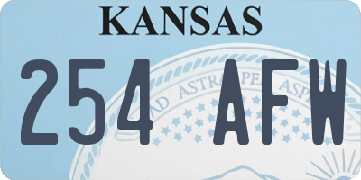 KS license plate 254AFW