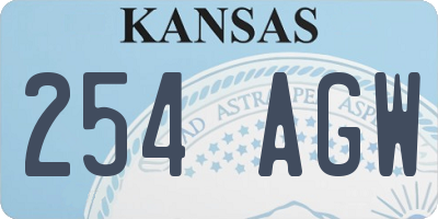 KS license plate 254AGW