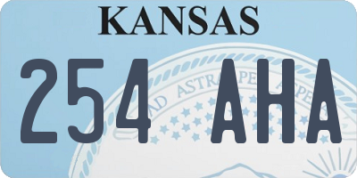 KS license plate 254AHA