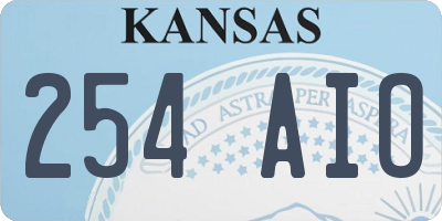 KS license plate 254AIO