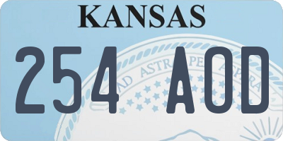 KS license plate 254AOD