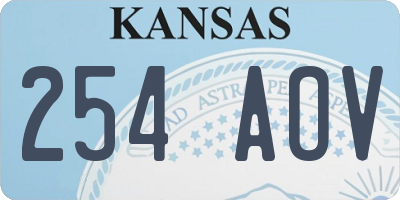 KS license plate 254AOV