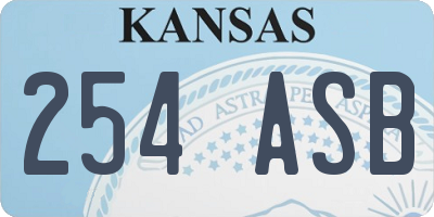 KS license plate 254ASB