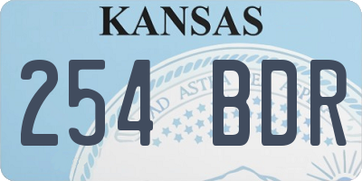 KS license plate 254BDR