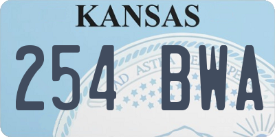 KS license plate 254BWA