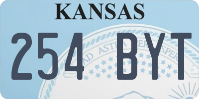 KS license plate 254BYT