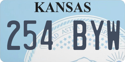 KS license plate 254BYW