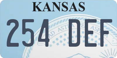 KS license plate 254DEF