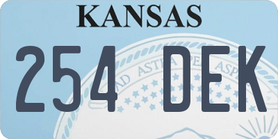 KS license plate 254DEK