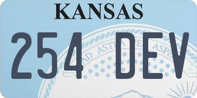 KS license plate 254DEV