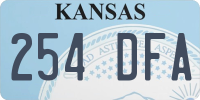 KS license plate 254DFA