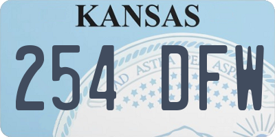 KS license plate 254DFW