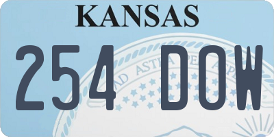 KS license plate 254DOW