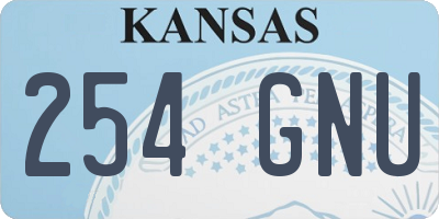 KS license plate 254GNU