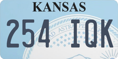 KS license plate 254IQK