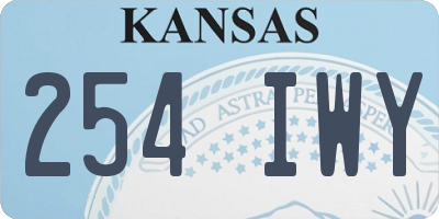 KS license plate 254IWY