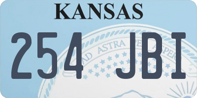 KS license plate 254JBI