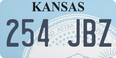 KS license plate 254JBZ