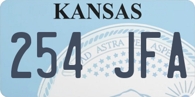 KS license plate 254JFA