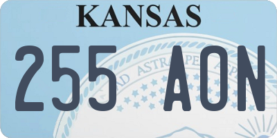 KS license plate 255AON