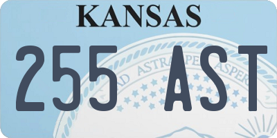 KS license plate 255AST
