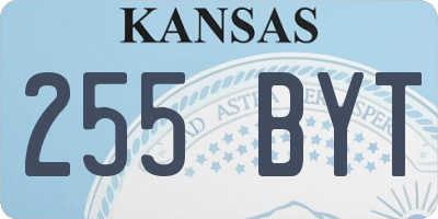 KS license plate 255BYT