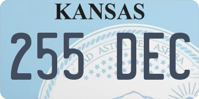 KS license plate 255DEC