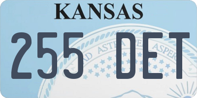 KS license plate 255DET