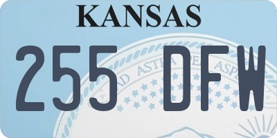 KS license plate 255DFW