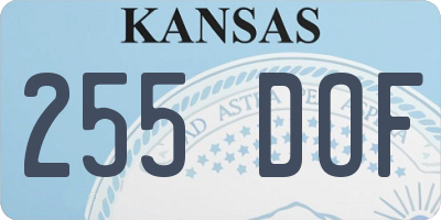 KS license plate 255DOF