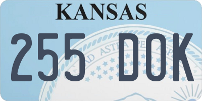 KS license plate 255DOK