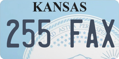 KS license plate 255FAX