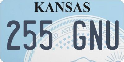 KS license plate 255GNU