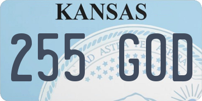 KS license plate 255GOD